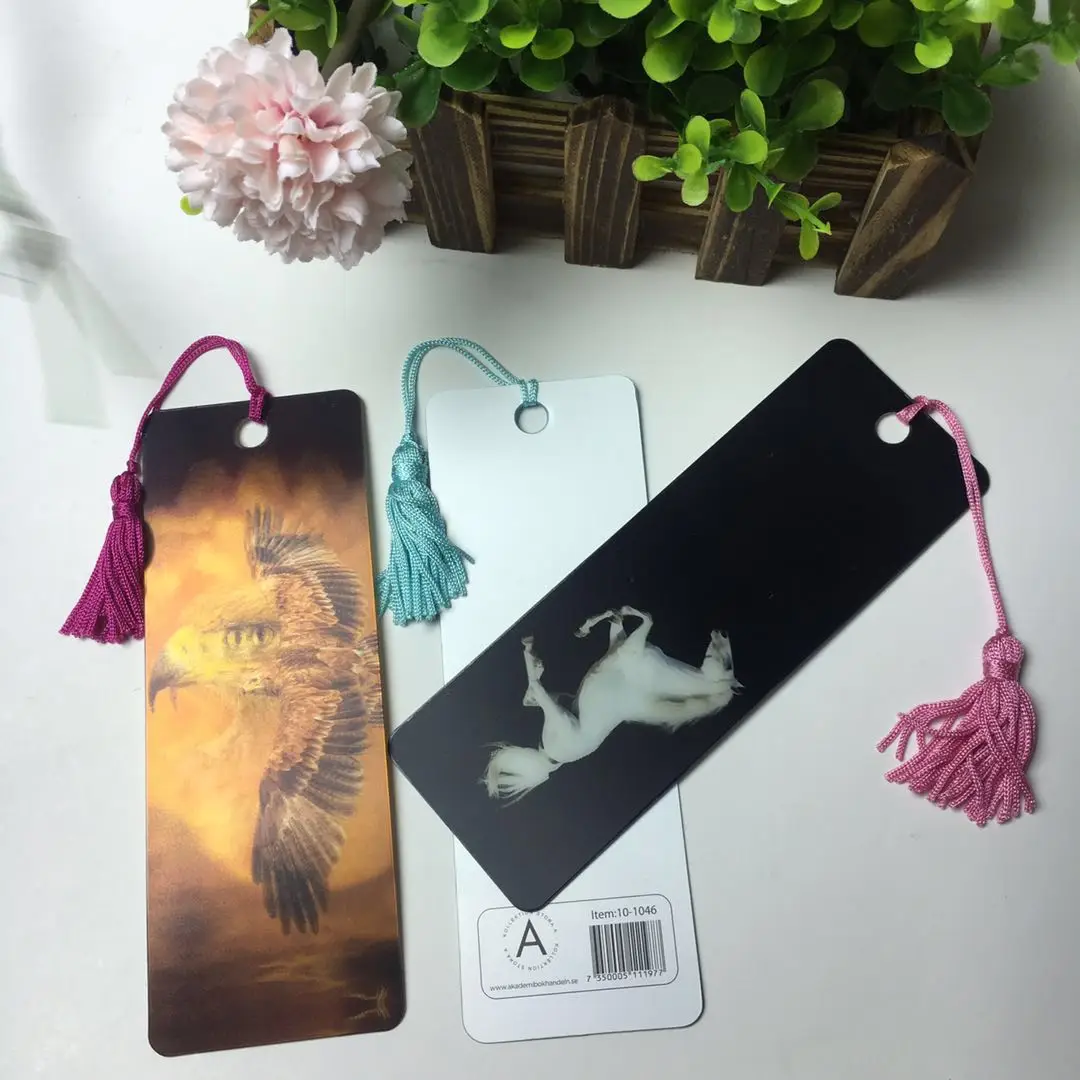 Custom promotional gift set 3d animal lenticular shape plastic bookmark 3d flip anime stationery bookmarks With Tassel