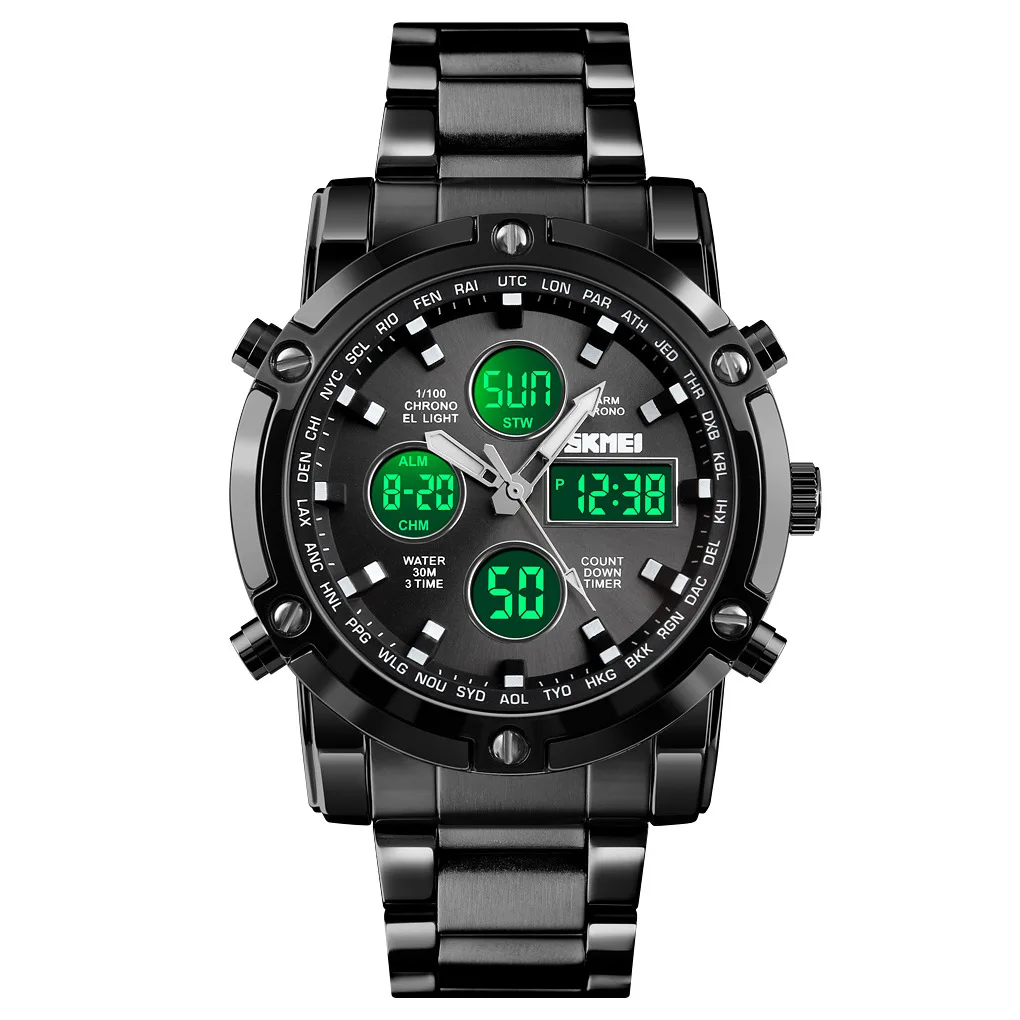 Skmei 1389 Top Brand Luxury Steel Watches Original Men Wrist Black Sport Watch Water Resistant
