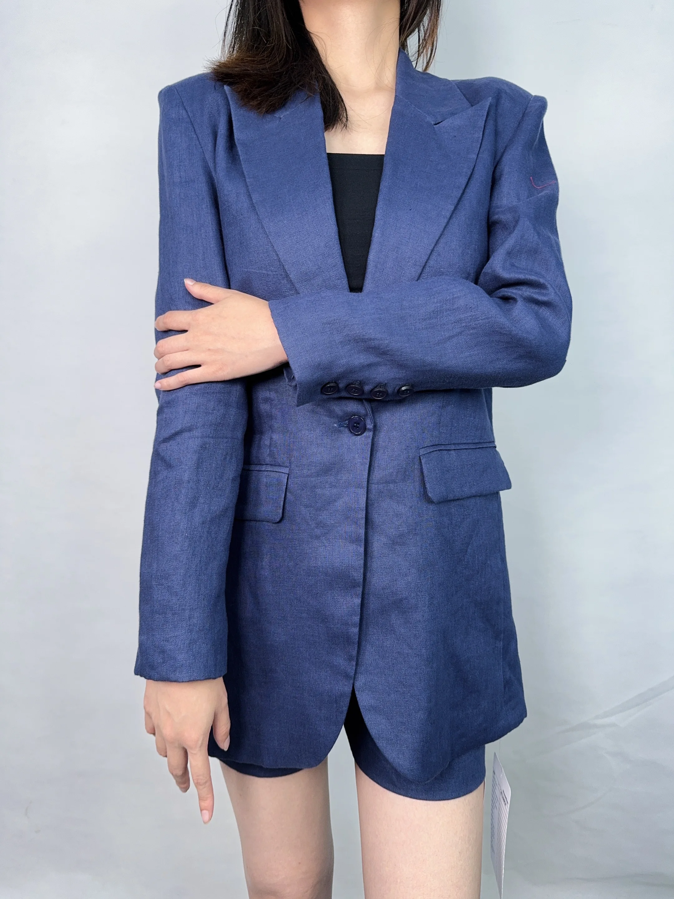 OEM High Quality Linen Blazer Comfortable Simple Casual Suit Coat with Single Button Closure for women