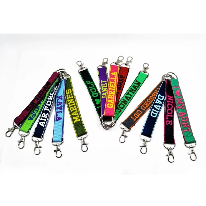 Fashion designer custom name key ring holder strap key chain for crystal gift