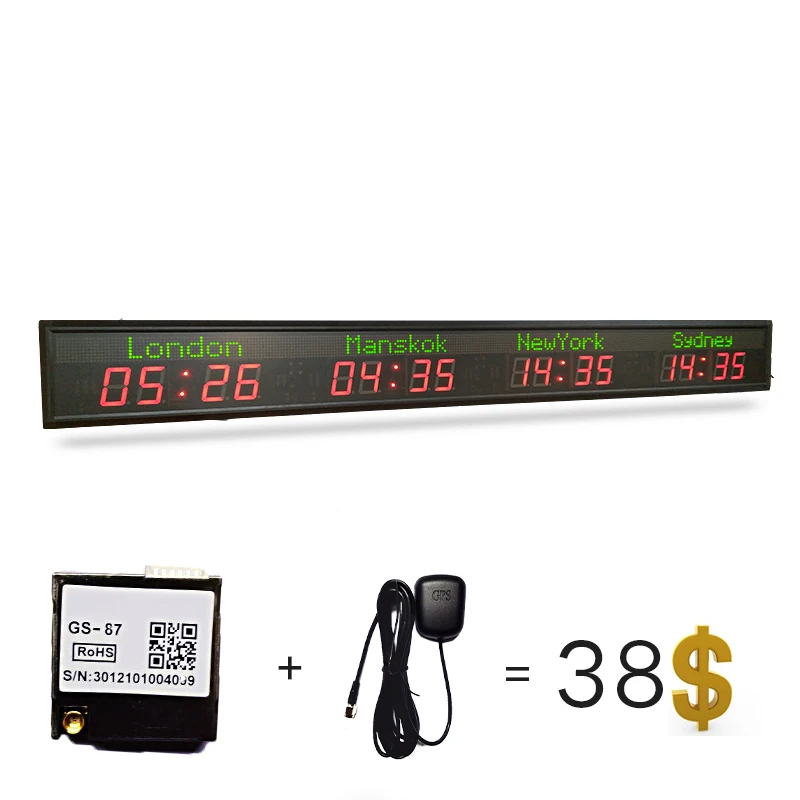 [customization] indoor remote control wall mounted high brightness hotel digital clock / Airport world clock LED clock