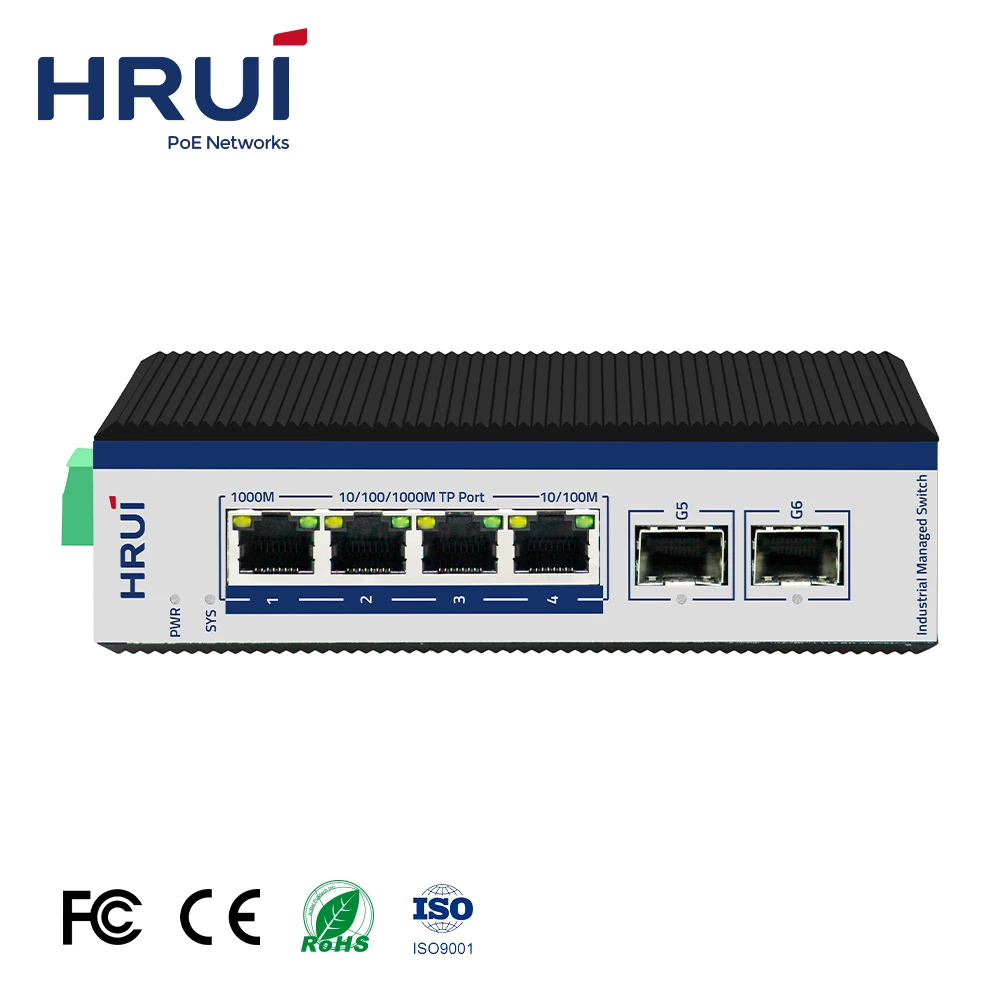 Shenzhen Wholesale 4 Ports Gigabit Industrial L2 Managed Ethernet Switch IP40 Protection Aluminum Shell with 2 2.5G SFP Ports