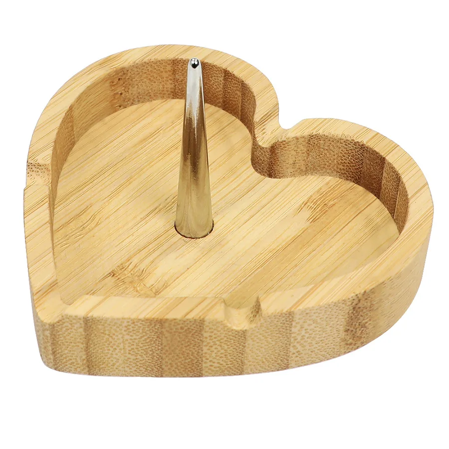 Clearance Wholesale Bamboo Wooden Smoking Crafts Heart Shaped Bamboo Wood Debowler Ashtray