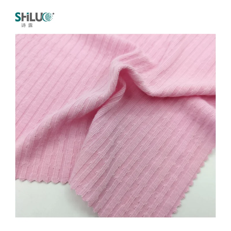 Fashionable Knit 67%Polyester 30%Rayon 3%Spandex Soft Jacquard Rib Fabric For Clothing