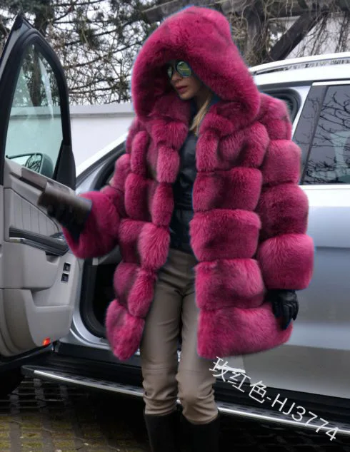 2020 New Arrival Wholesale Winter Warm Whole Skin Luxury Fake Fox Fur Coat Long Style Women Faux Fur Coats Jacket with Hooded