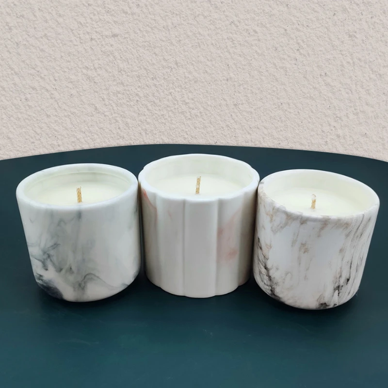 Wholesale Creative Design Marbled Nordic Modern Beautiful texture 200ml 8oz Container Ceramic Scented Candles