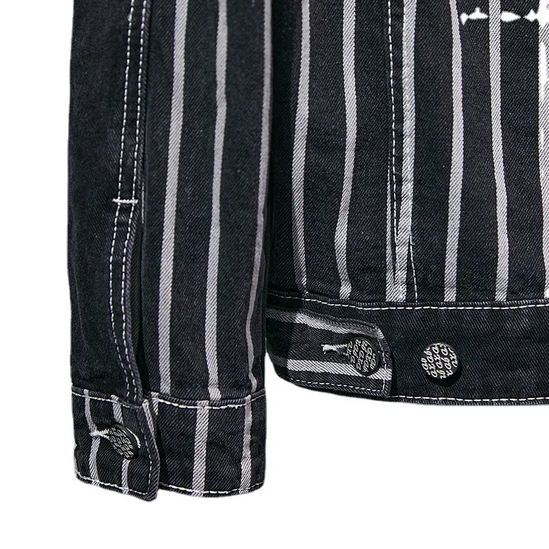 MDJ008 ODM OEM hot sale fashionable denim tops high street outdoor wear loose jacket striped design denim jackets men