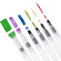 Cixi Superior 3/6 pcs Set Artist Water Supply Brush Pen MS-011-3/6 with 6 Sizes Round and Flat Tps