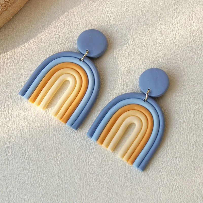 Plated Korean Clay Polymer Earrings Jewelry Geometric U-shaped Polymer Clay Earrings Gold 2022 New Trendy for Women Heart 10 G