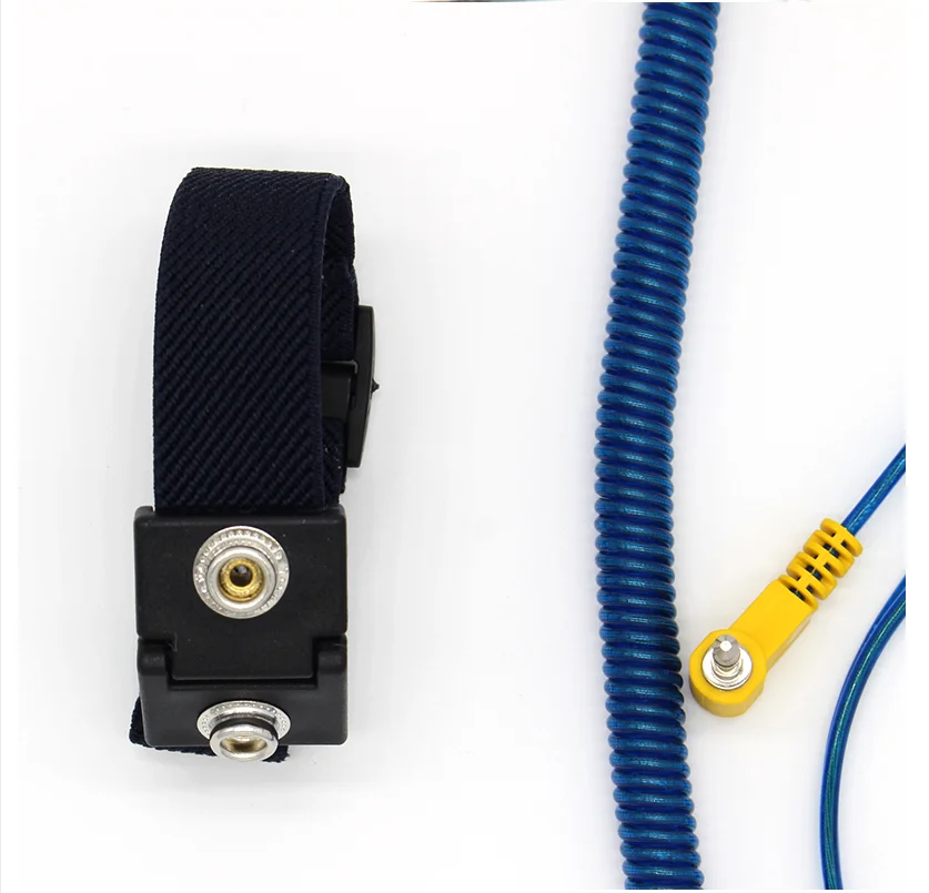 Free Shipping SS02 Dark Blue Dual Cord ESD Wrist Strap with DC Plug and 3 meter