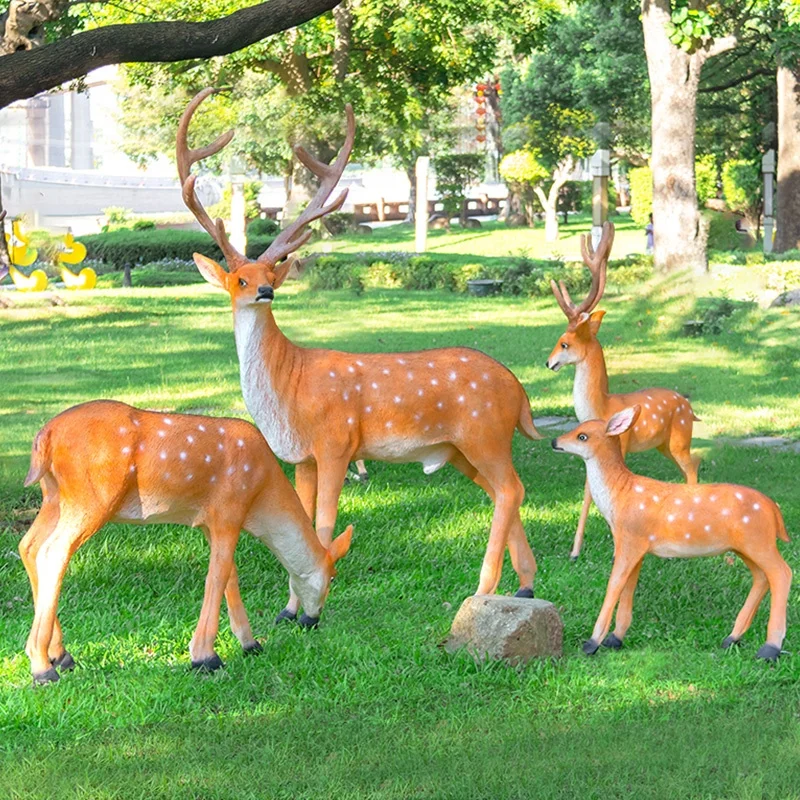 2024 Newest Solar Decorative Garden Street resin fiberglass Outdoor Giant Resin Animal Statue Light Deer Led Night Lamps