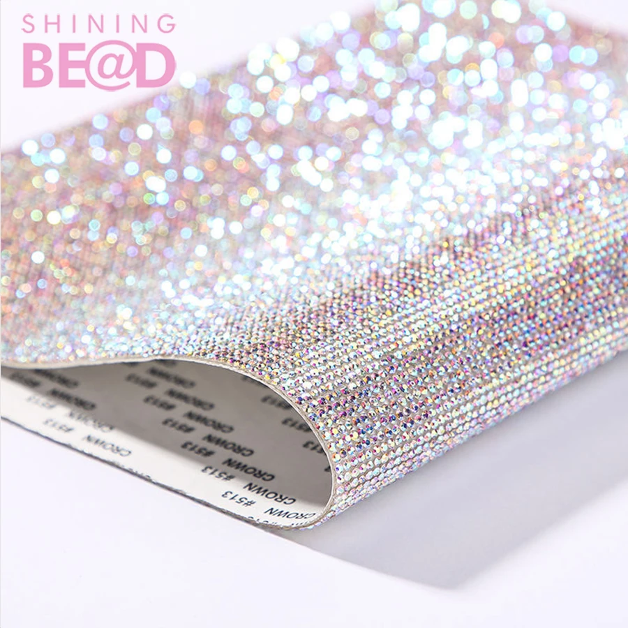 Wholesale 24X40cm Rhinestones Mesh Self Adhesive AB Crystal  Sheet For Garment/Bag/Shoe