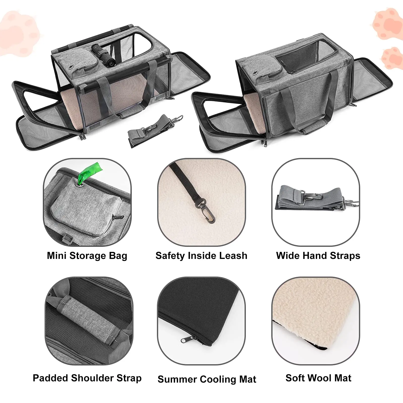 Hot selling Custom Portable Expandable Outdoor Foldable Soft-Sided  Pet Carrier  for dogs and cats