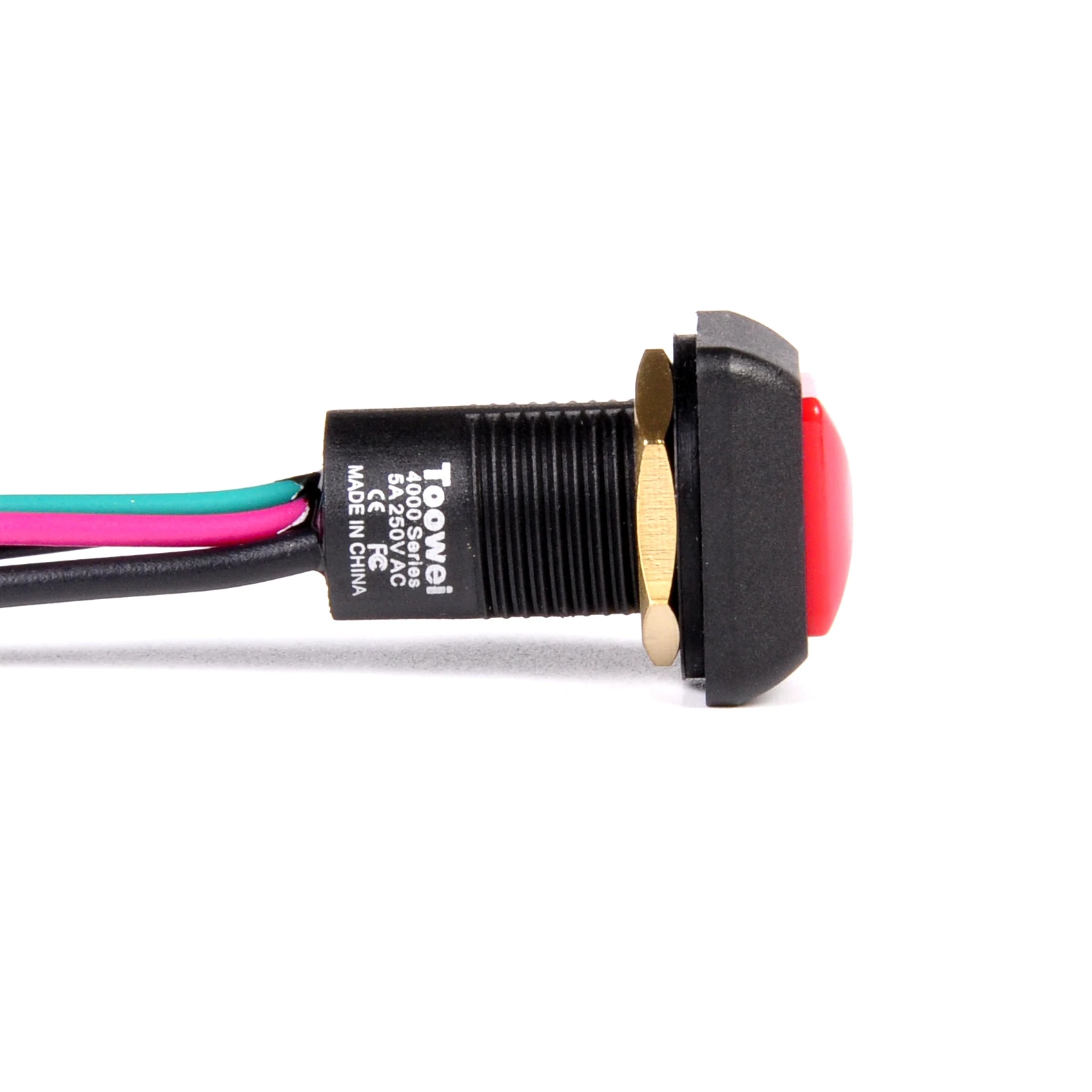 Toowei tiny latching momentary colored rectangle shape  surface mount spst push button switch waterproof ip67 12mm 250v