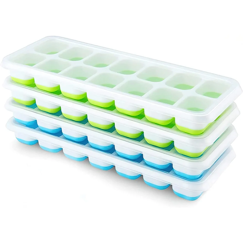 Wholesale Easy To Demould 14 Hole Silicone Ice cube Tray with Lid
