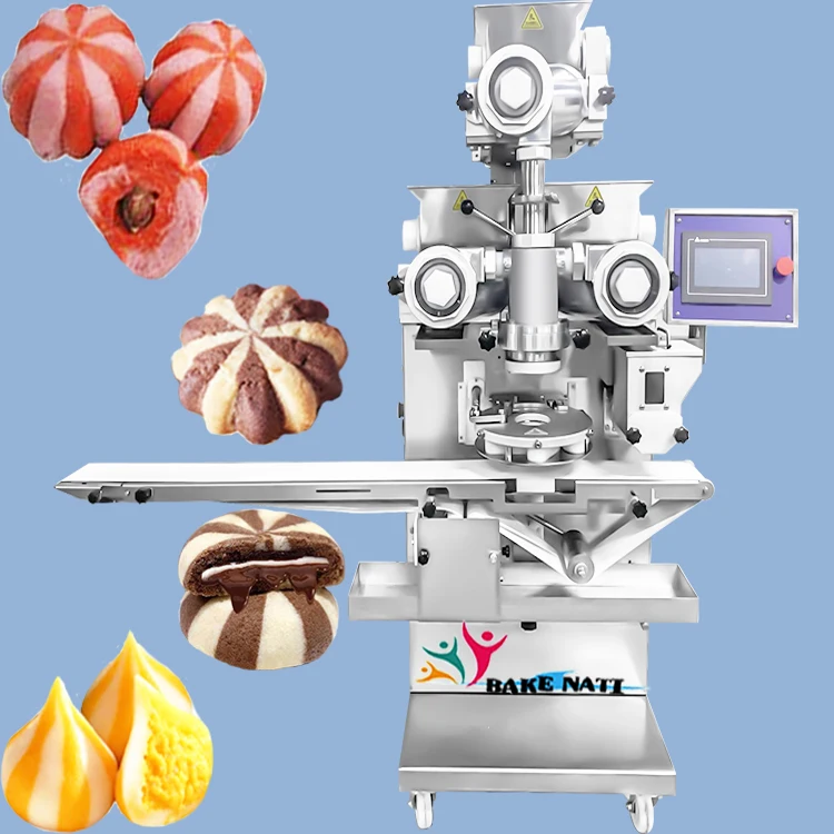 Shanghai Bakenati BNT-208A Automatic Three Hoppers Double Color Chocolate Filling Cookies Encrusting Making Machine