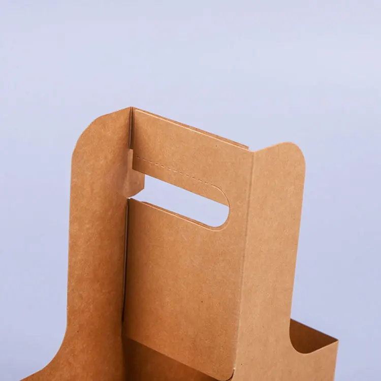 Kraft paper hand-held cup holder custom coffee milk tea thickened disposable cup holder for takeaway packaging white card cup