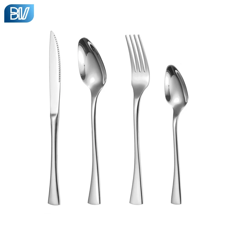 Bulk Hotel Stainless Steel Set Wedding Luxury Cutlery White Silver 18-8 Spoon Fork Knife Flatware Sets