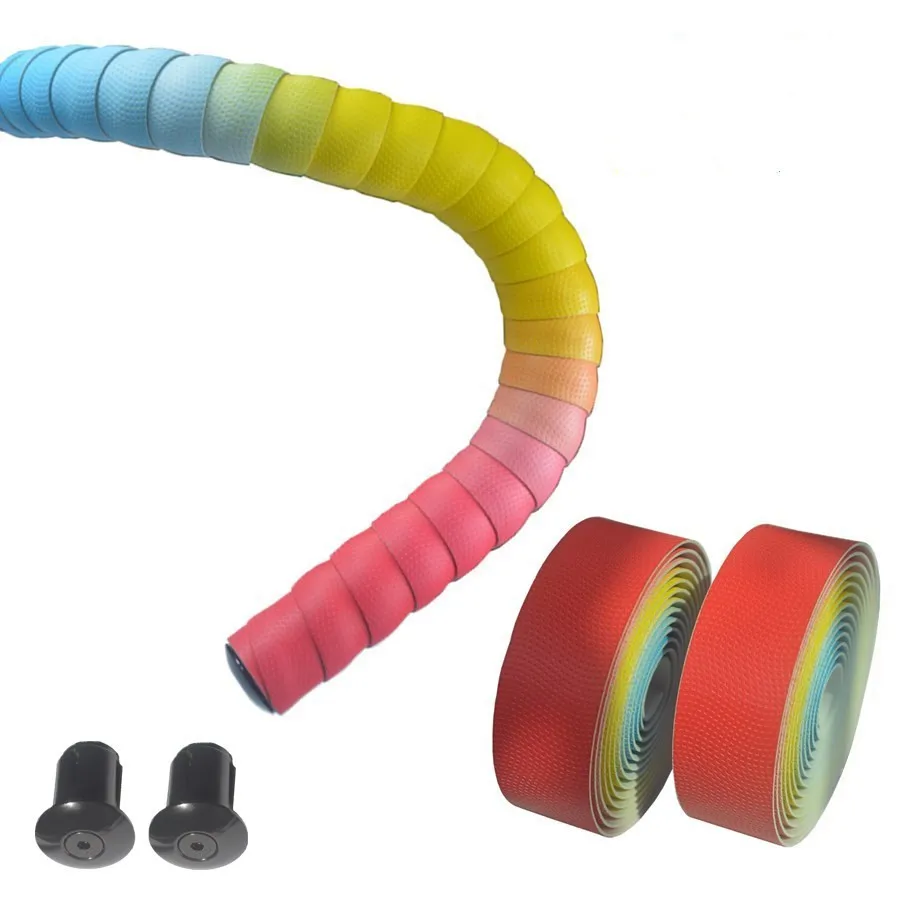 Rainbow color road bike with gradient color bicycle handlebar strap with high elastic color dead fly bend strap