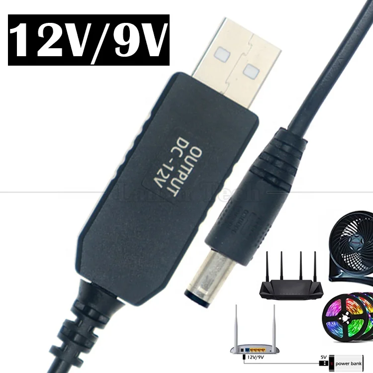 Wifi роутер USB 5В к DC 5,5x2,1 мм 12В усилитель мощности Настройка зарядного устройства кабель для модемного вентилятора