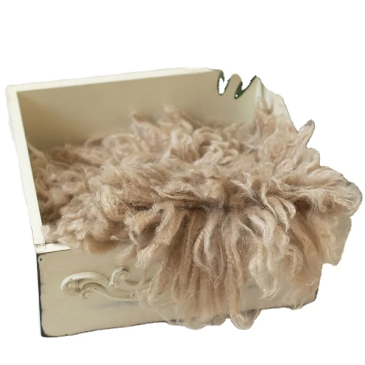 Newborn baby Fur Curly Felted Blanket Baby Wool basket suffer Newborn Curly wool blanket Photo backdrop photography props