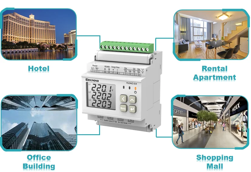 Lcd Display Multi Circuit Energy Meter Electrical Measuring Instrument 3 Phase Kwh Power Meter
