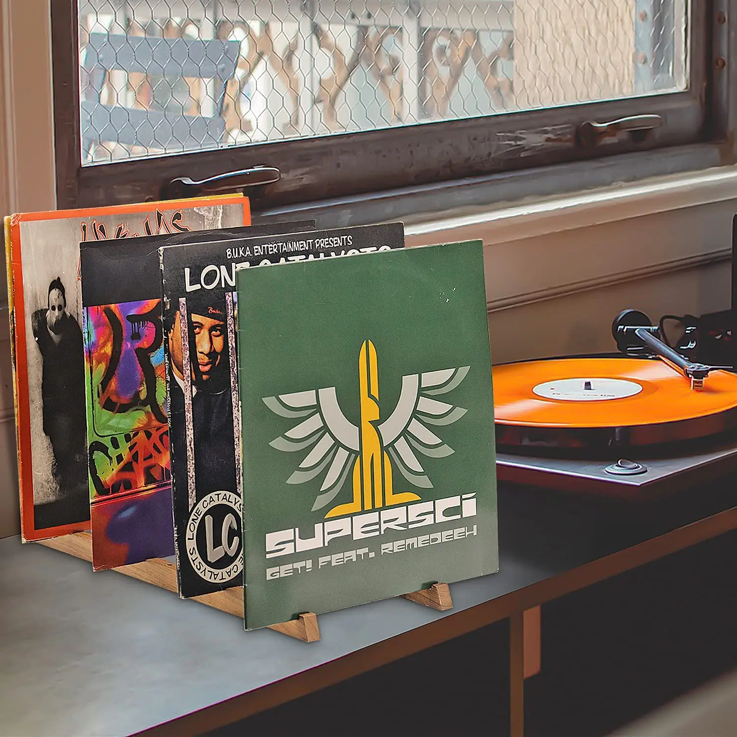 Лидер продаж на Amazon, настольный Виниловый держатель для виниловых записей, подставка-органайзер для хранения