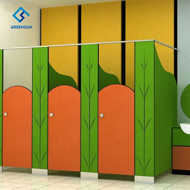 
Manufacturer kids Toilet Cubicles System Wooden Grain HPL Compact laminate for Toilet Partition 