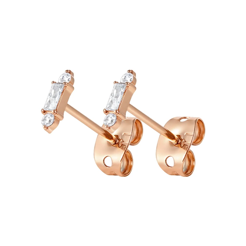 G23 ASTM F136 Titanium pair prong setting square spherical zirconia dingus clip on ear studs body piercing jewelry earrings
