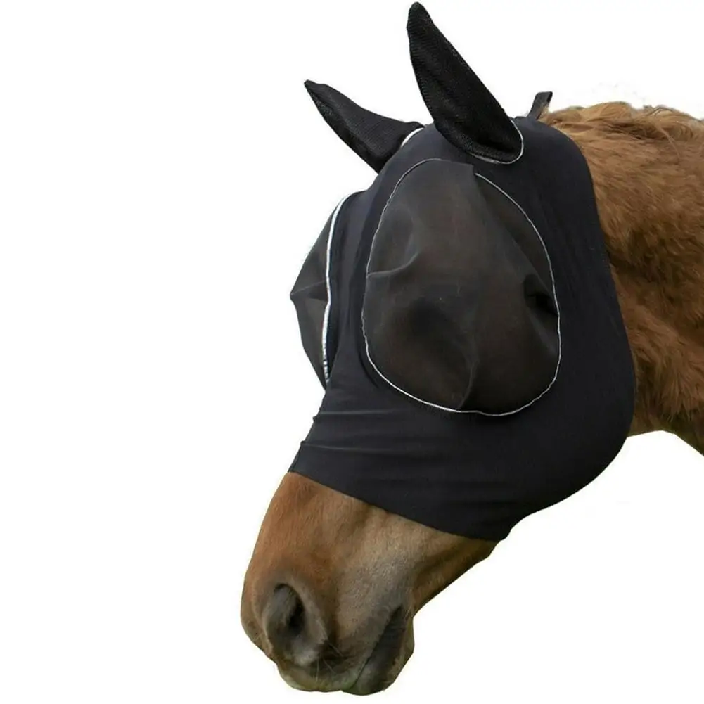 Anti Mosquito Mesh Equine Horse Fly Mask Horse Head Ear Cover Comfortable Anti Fly Files Mask