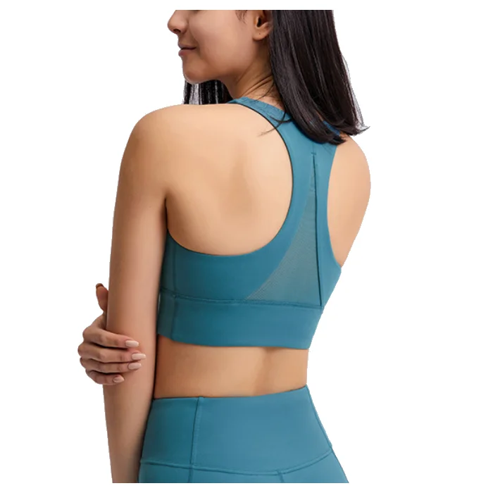 Custom logo yoga mesh top yoga bra top running yoga top for women