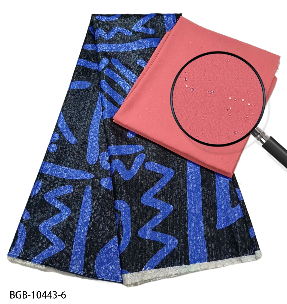 Newest African Digital Wax Print Brocade Jacquard Fabric And Sprinkled Gold Chiffon Fabric