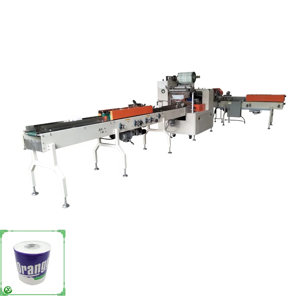 High speed China factory machinery single small roll packing machine connect with rewinder and cutter to be production line