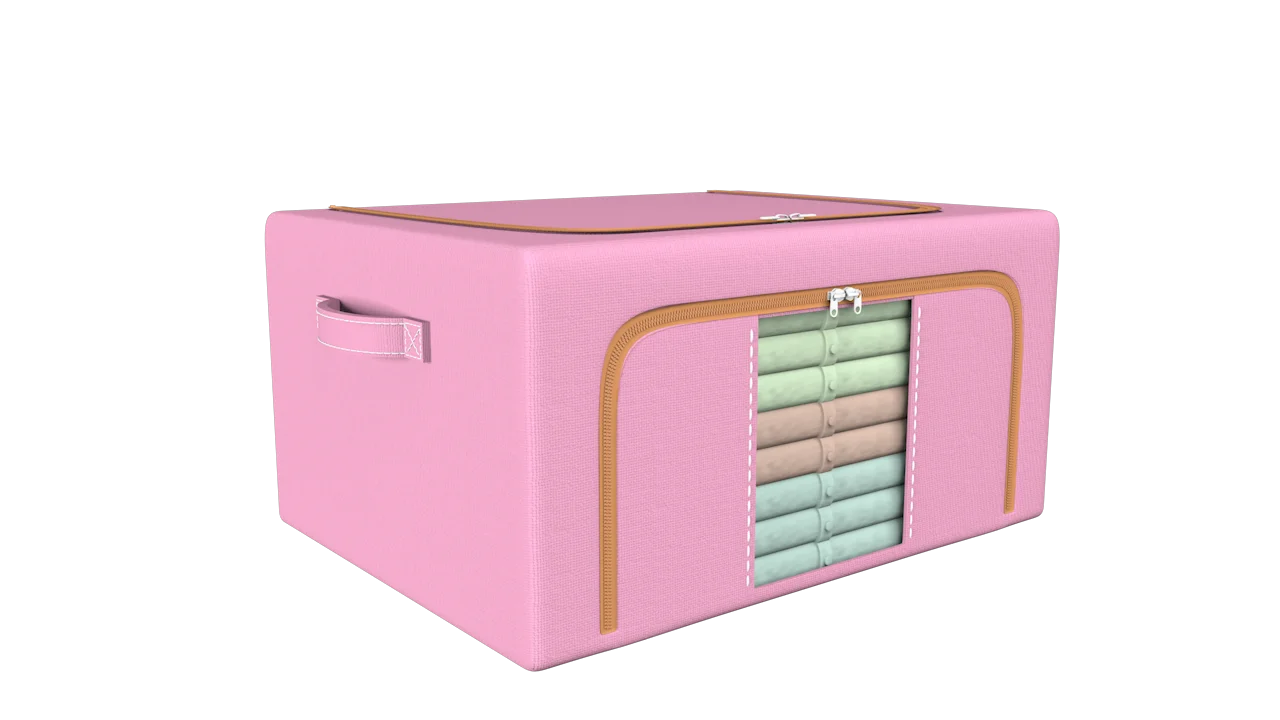 Large Clothes Storage Bins Foldable Metal Frame Storage Box Fabric Container Organizer Set With Handles