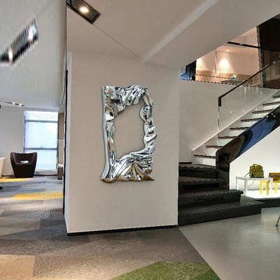 Villa model room wall decorations bathroom mirror frame stainless steel wall decoration rectangular metal wall sculpture art
