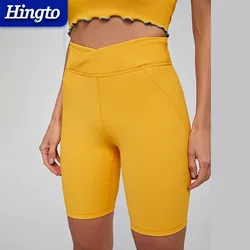 Slim Fit High Waist Yoga Sport Women Plain Fitness Running Shorts Workout Gym V Waist Shorts