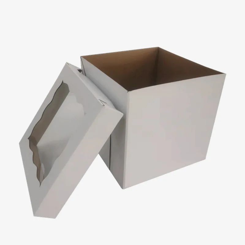 Most popular takeaway paper box plain white tall window cake box