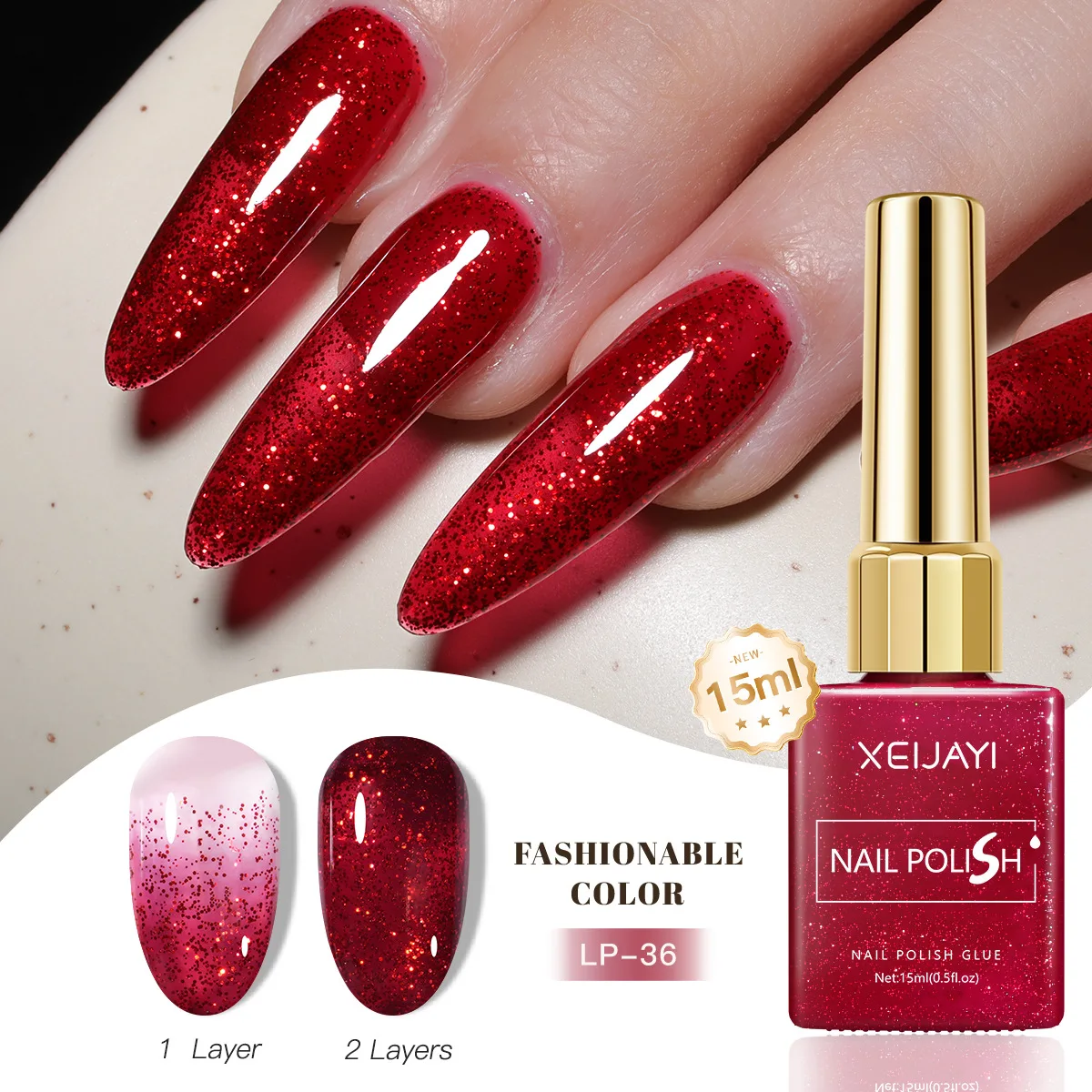 15ml Red Series Gel Nail Polish Glitter Winter Art Varnish Semi Permanent Soak Off UV for Nails