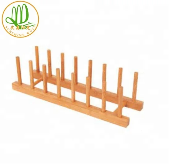 Plate Holder Dish Rack for Kitchen Eco-friendly Bamboo Wholesale Customized Shrink Wrap Sustainable Kitchen Stand 32MM 1000PCS