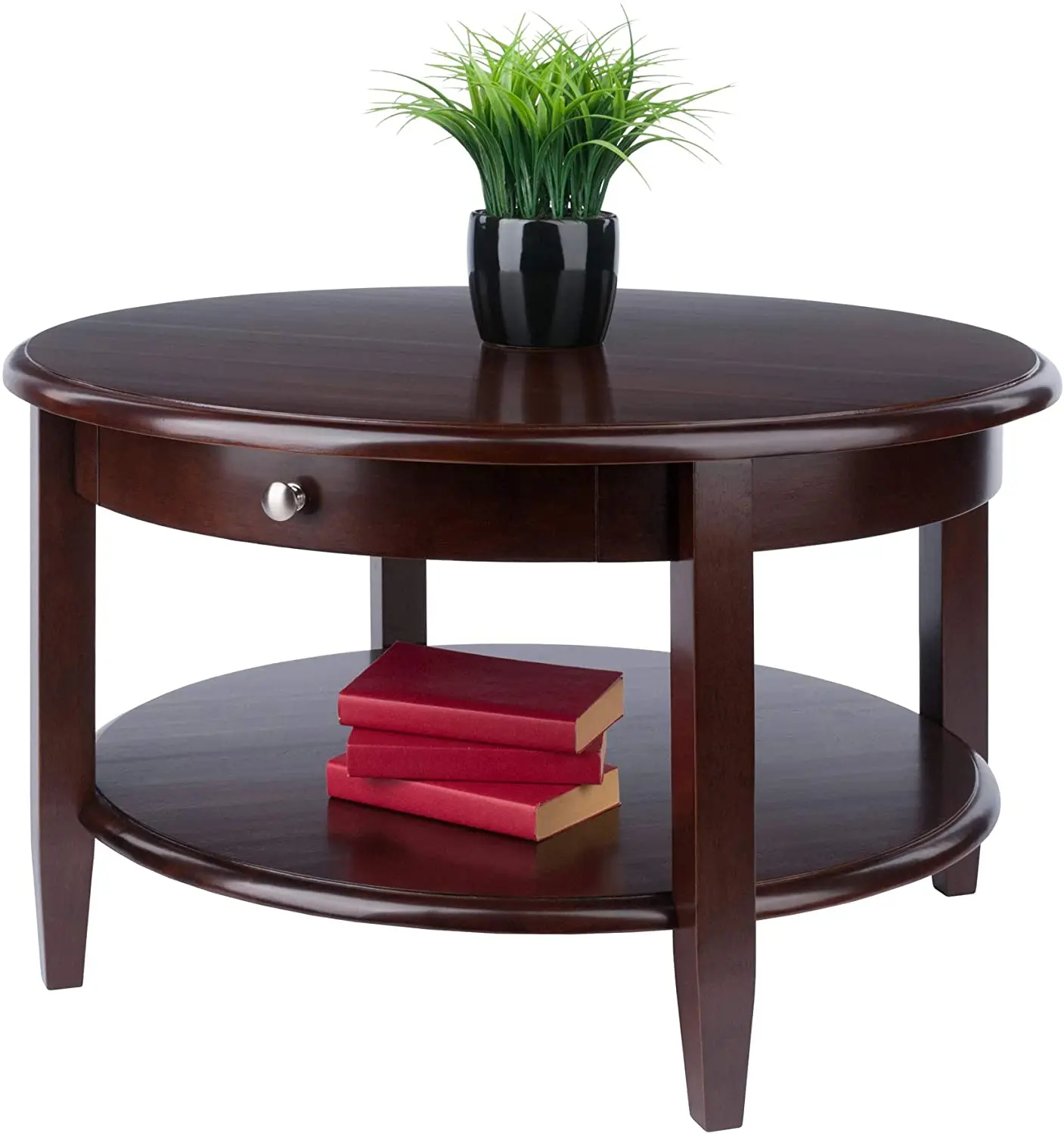 
Combohome Wood Concord Occasional Table Round Coffee Table Luxury Antique hot Brown 