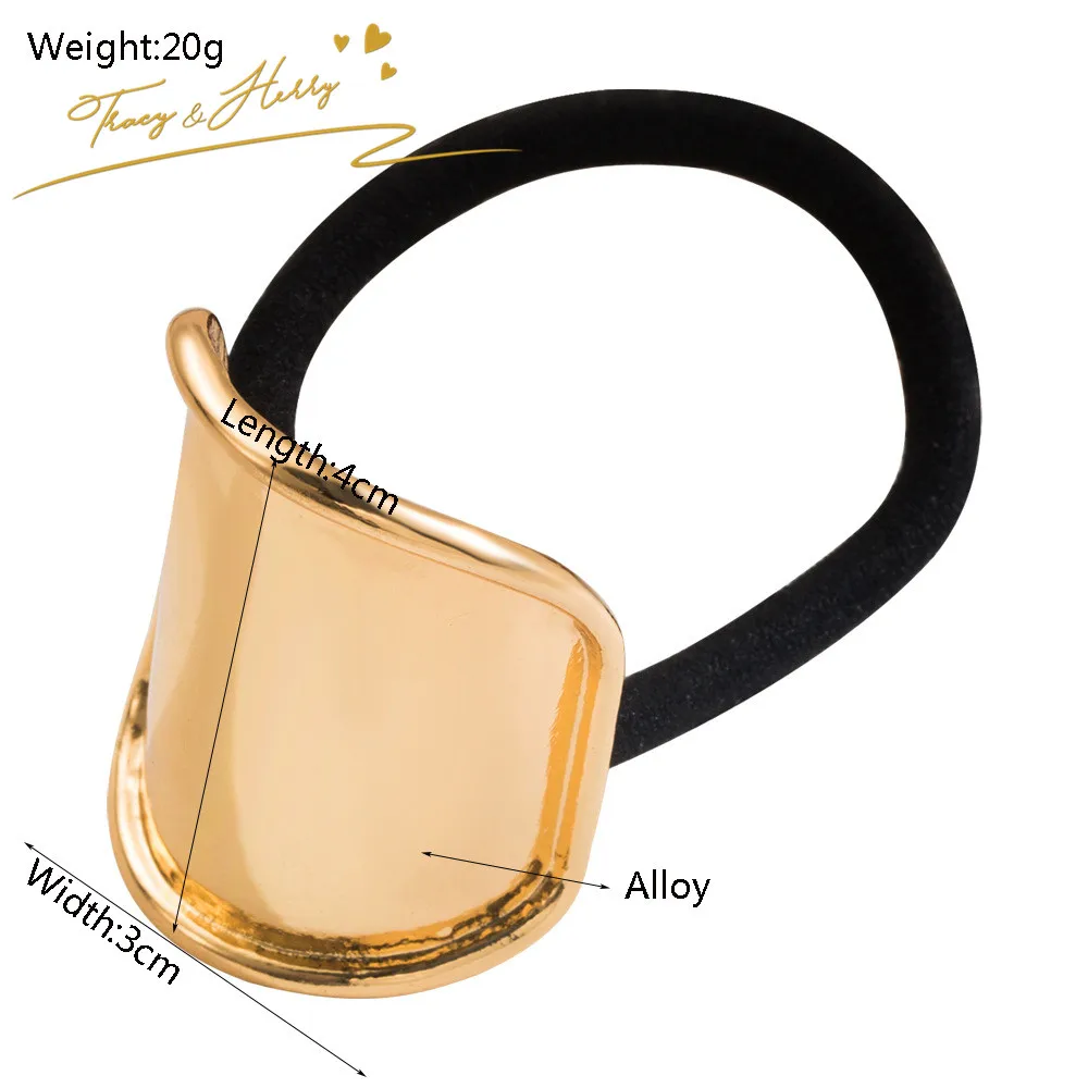 Tracy & Herry Wholesale Geometric Square Women Kids Personalized Glossy Metal Hair Accessories Elastic Hair Ties
