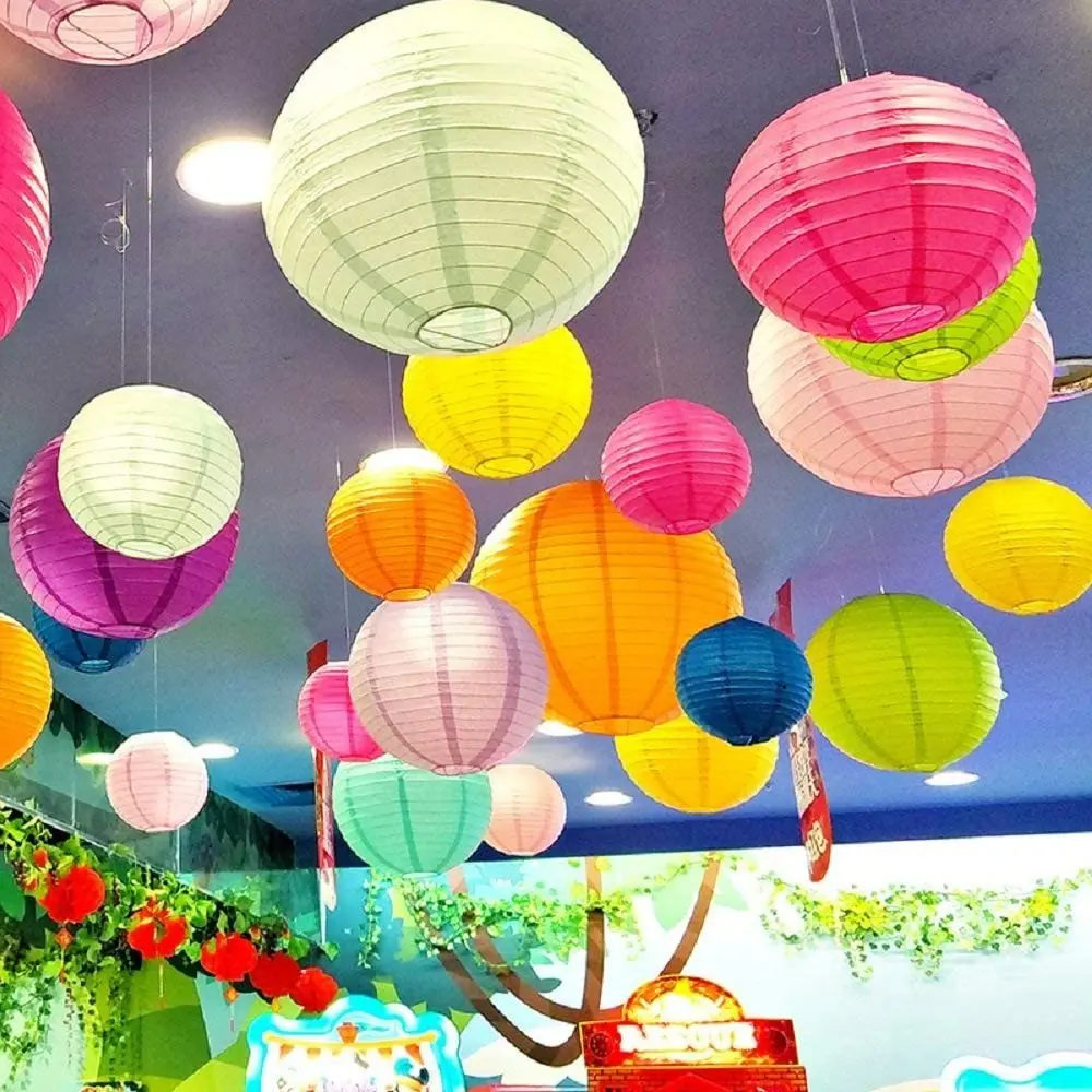 
Custom Size Colorful Party Festival Home Decoration Tissue Round Chinese Hanging Paper Lantern 