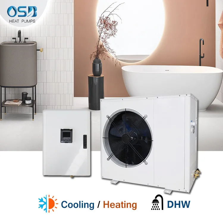 3.8-9.5 Kw Bathroom ROHS Hotel solar Air Source Freestanding Dc Inverter Heatpump Air to Water Heat thermal Pump heater