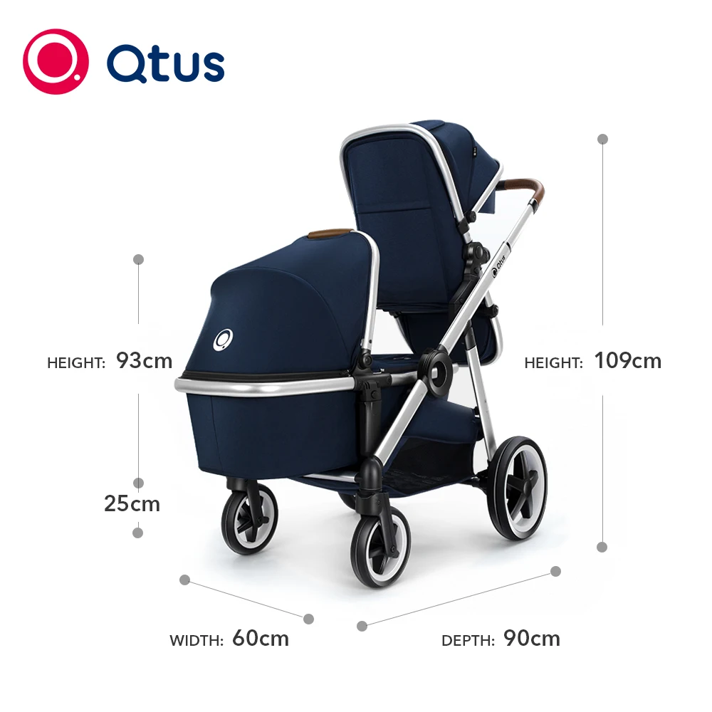 QTUS DuetPro double stroller with car seats for twins Rides is double fold like a single Grows with your family storage basket