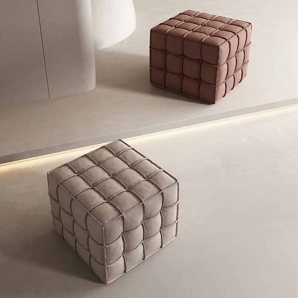 Modern Velvet Square Fabric Sofa Footstool Fabric Tufted Pouf Ottoman Chair Pouf Living Sofa Ottoman