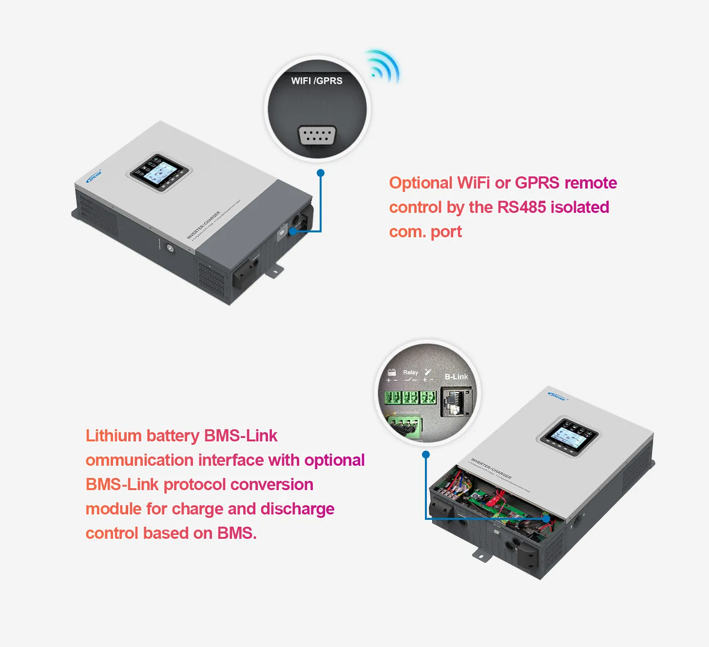 Epever 3KW 5KW 24V 48V DC 220/230V AC Pure Sine Wave Solar Inverter Double MPPT On/Off Grid Solar hybrid Inverter
