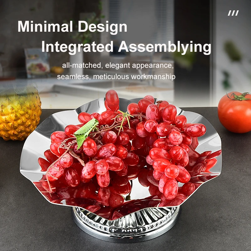 Home Decorative Storage Food Vegetables Freshness Maintain Tools Lotus Flower Stainless Steel Fruit Basket Bowl With Stand