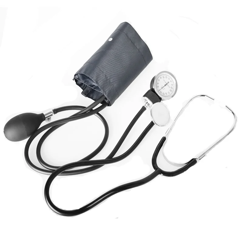 Medical aneroid sphygmomanometer with stethoscope
