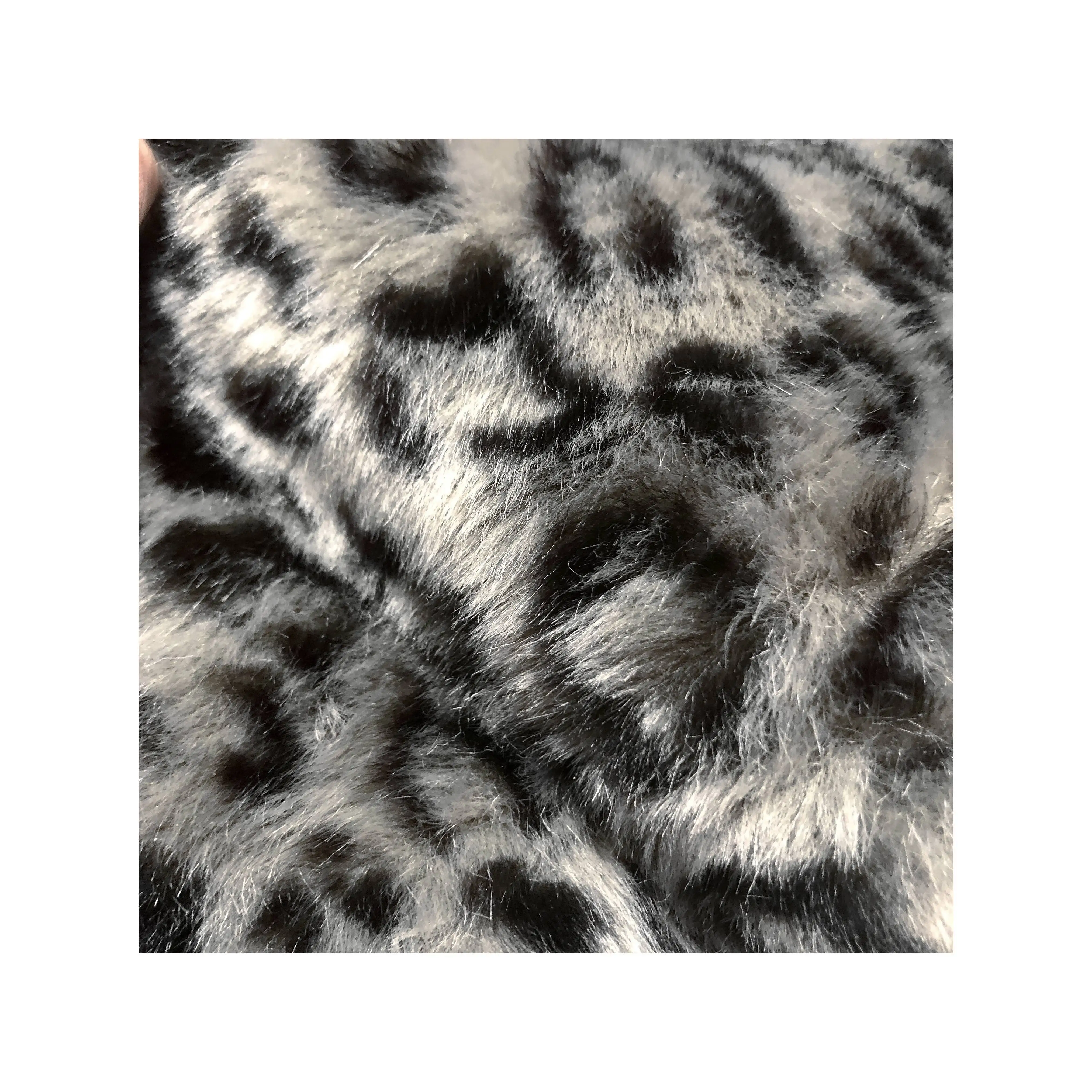 Ready To Ship Best Quality Cotton Viscose Velvet Leopard Print Brushed Fake Fur Plush Fabric