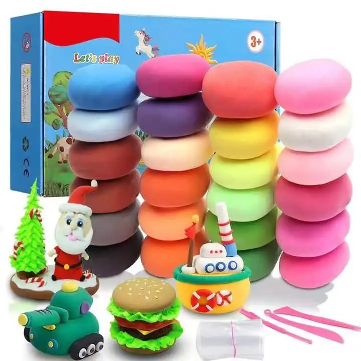 Air Dry Clay Modeling Clay Playdough Polymer Clay Toy Air Hardening Light DIY Soft Creative Educational Set Toy for Kids
